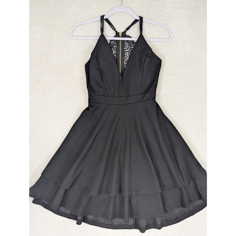 Honey and Rosie Black Party Cocktail Mini Dress Size Small